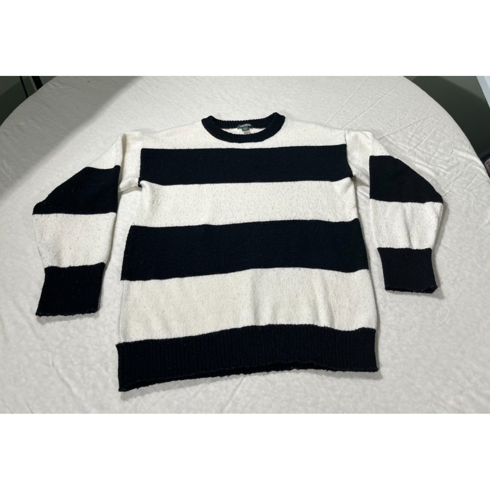 Wild Fable Black White Striped Crewneck Sweater Women's Small Knit Casual